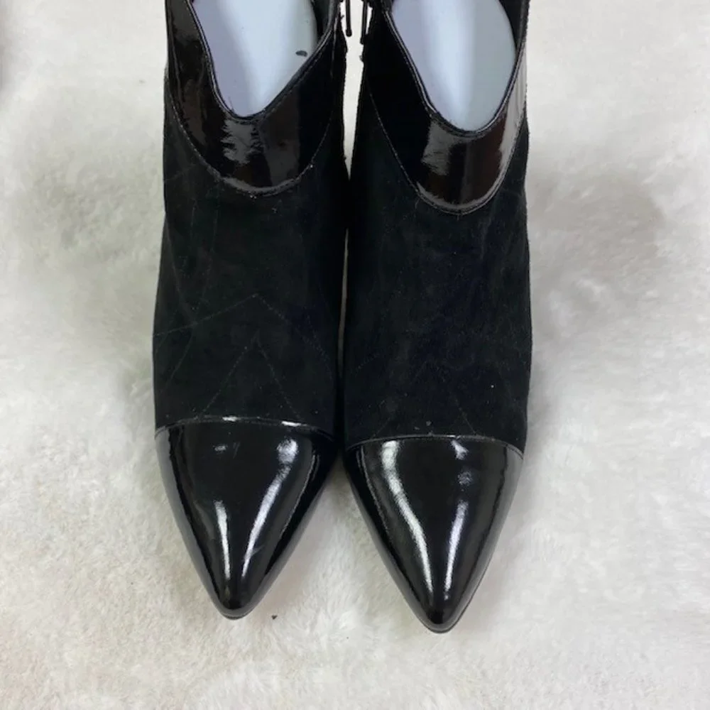 Franco Sarto‎ LAUGH Bootie Suede & Patent Leather Heels, size 8.5